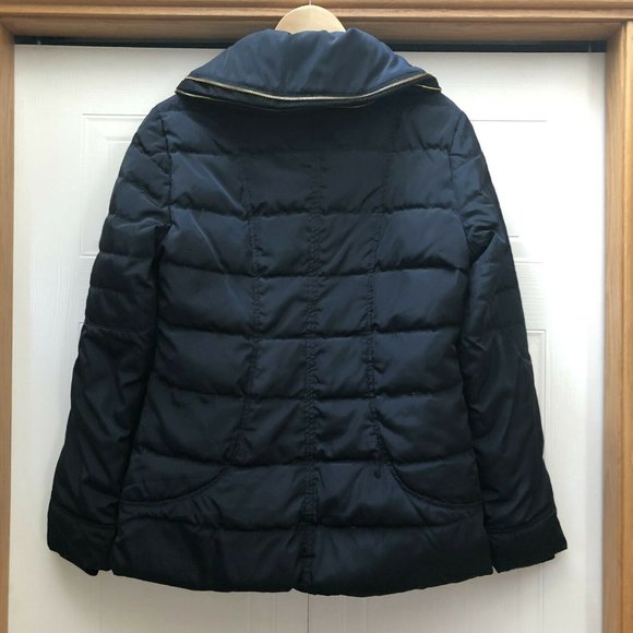 Costa Blanca Puffer Jacket Gold Zipper Accent Navy Color EUC - Picture 10 of 10